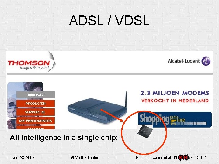 ADSL / VDSL All intelligence in a single chip: April 23, 2008 VLVn. T