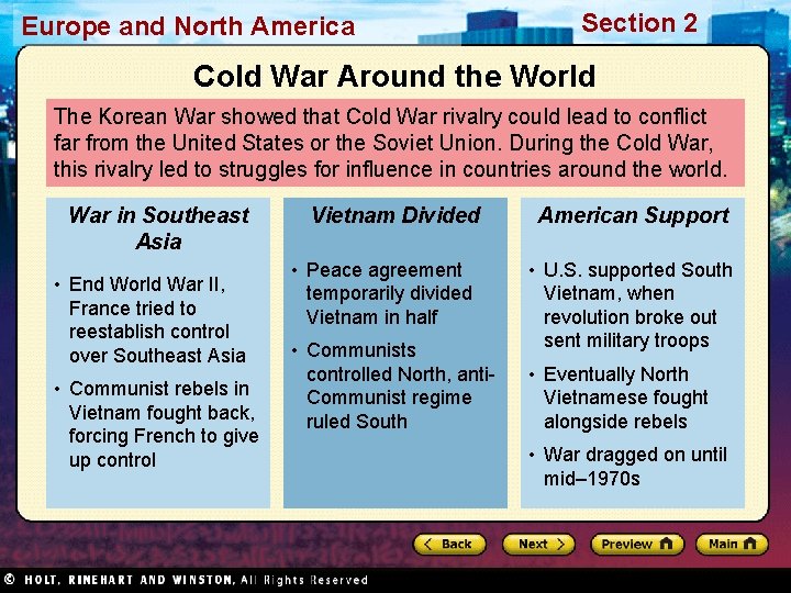 Europe and North America Section 2 Cold War Around the World The Korean War