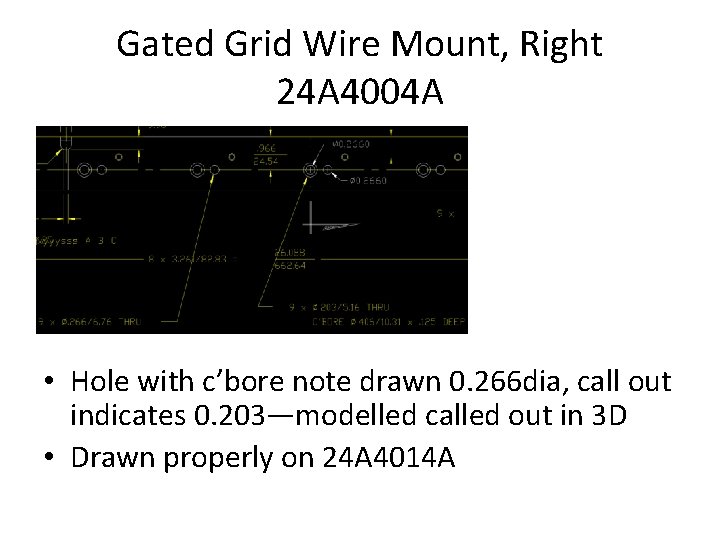 Gated Grid Wire Mount, Right 24 A 4004 A • Hole with c’bore note