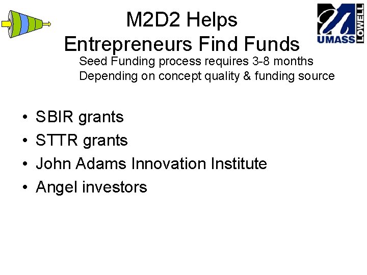 M 2 D 2 Helps Entrepreneurs Find Funds Seed Funding process requires 3 -8