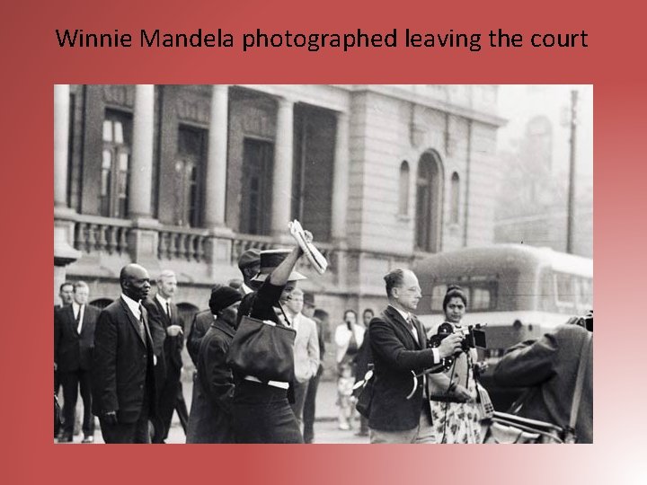 Winnie Mandela photographed leaving the court 
