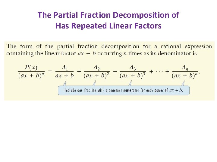 The Partial Fraction Decomposition of Has Repeated Linear Factors 