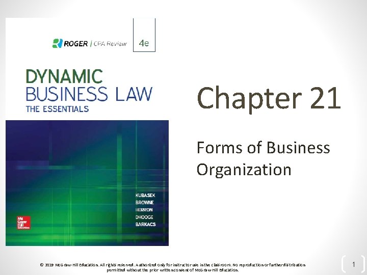 Chapter 21 Forms of Business Organization © 2019 Mc. Graw-Hill Education. All rights reserved.