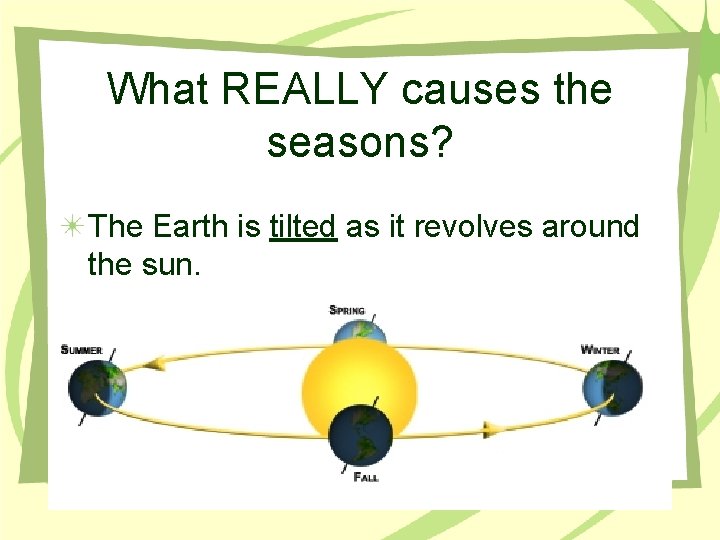 What REALLY causes the seasons? The Earth is tilted as it revolves around the