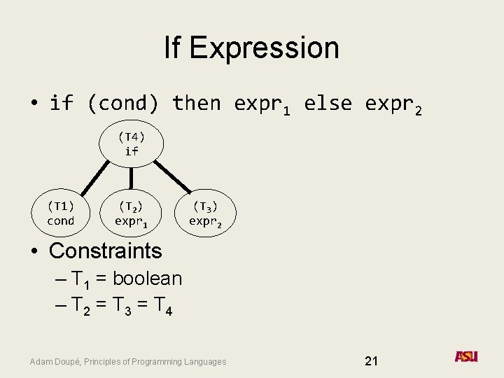 If Expression • if (cond) then expr 1 else expr 2 (T 4) if