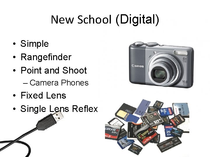 New School (Digital) • Simple • Rangefinder • Point and Shoot – Camera Phones