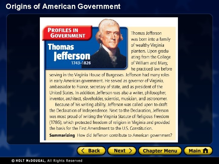 Origins of American Government 