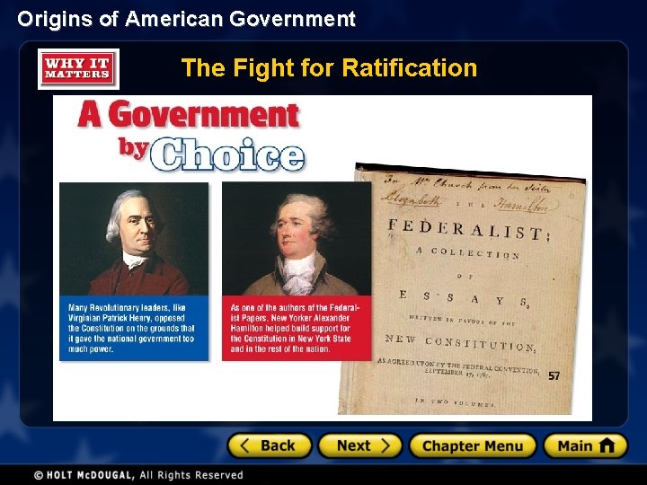 Origins of American Government The Fight for Ratification 