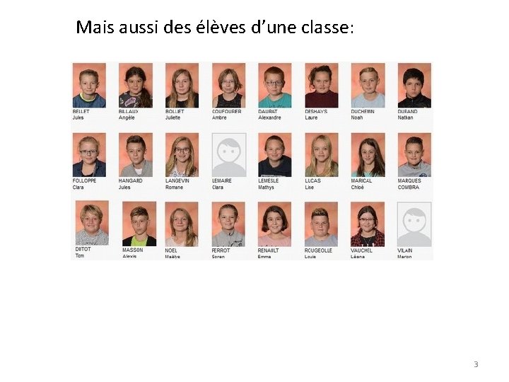 Mais aussi des élèves d’une classe: 3 Mais aussi des élèves d’une classe: 3