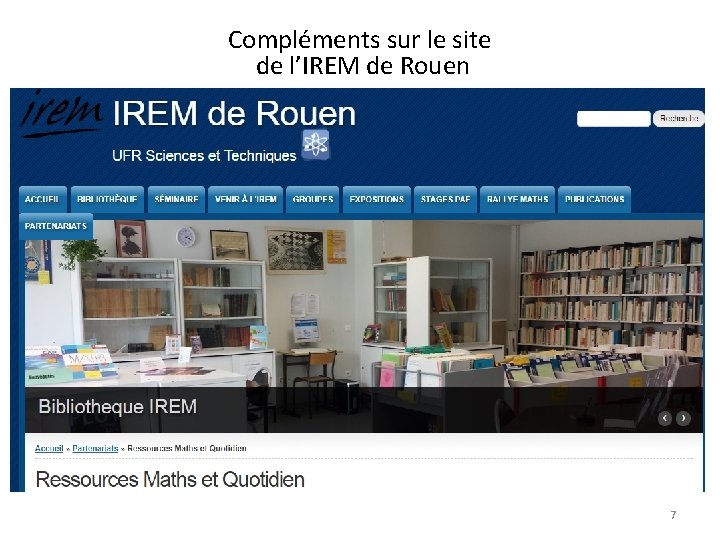 Compléments sur le site de l’IREM de Rouen 7 Compléments sur le site de l’IREM de Rouen 7