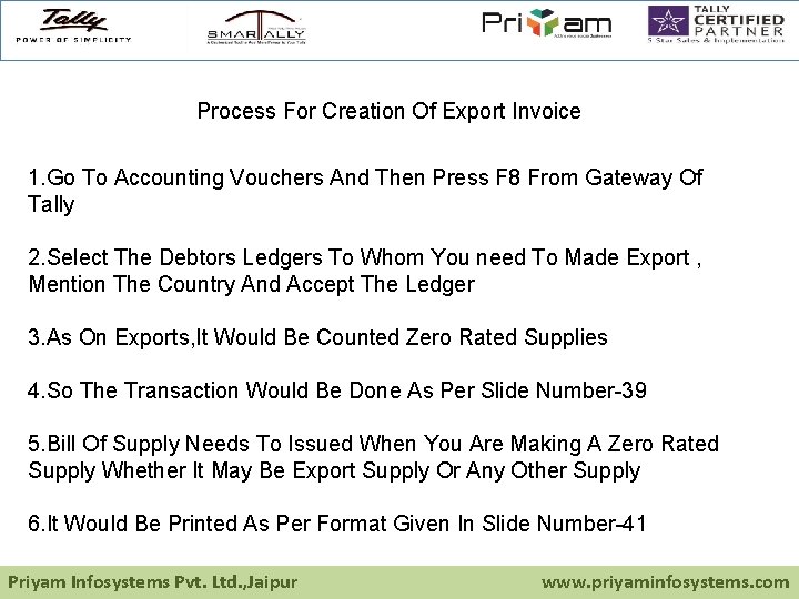 Process For Creation Of Export Invoice 1. Go To Accounting Vouchers And Then Press