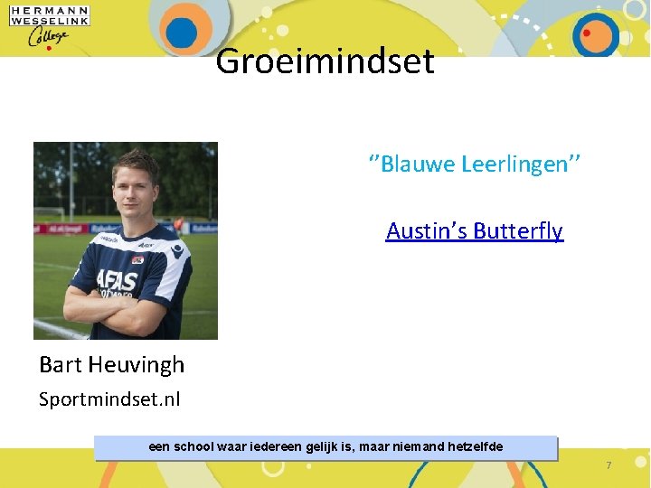 Groeimindset ‘’Blauwe Leerlingen’’ Austin’s Butterfly Bart Heuvingh Sportmindset. nl een school waar iedereen gelijk