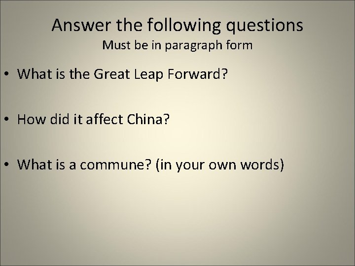 Answer the following questions Must be in paragraph form • What is the Great