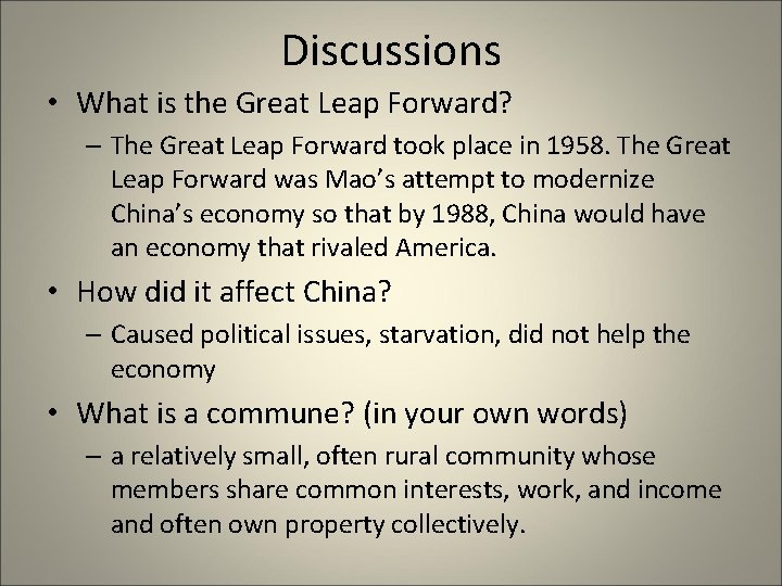 Discussions • What is the Great Leap Forward? – The Great Leap Forward took