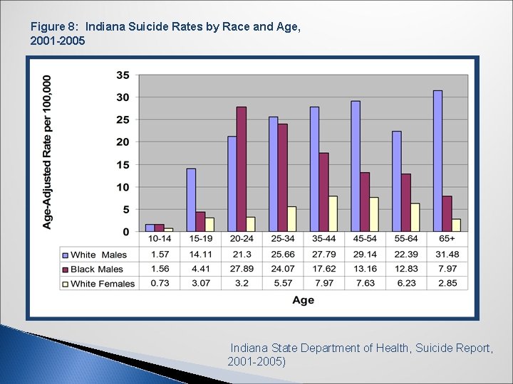 Figure 8: Indiana Suicide Rates by Race and Age, 2001 -2005 Indiana State Department