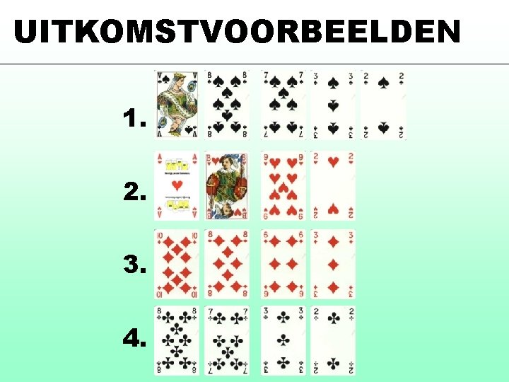 UITKOMSTVOORBEELDEN 1. 2. 3. 4. 