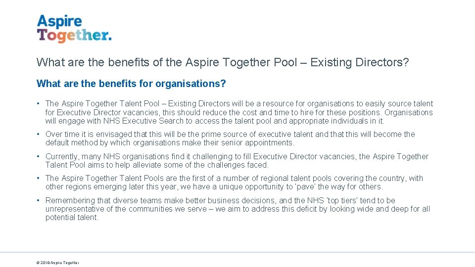 What are the benefits of the Aspire Together Pool – Existing Directors? What are