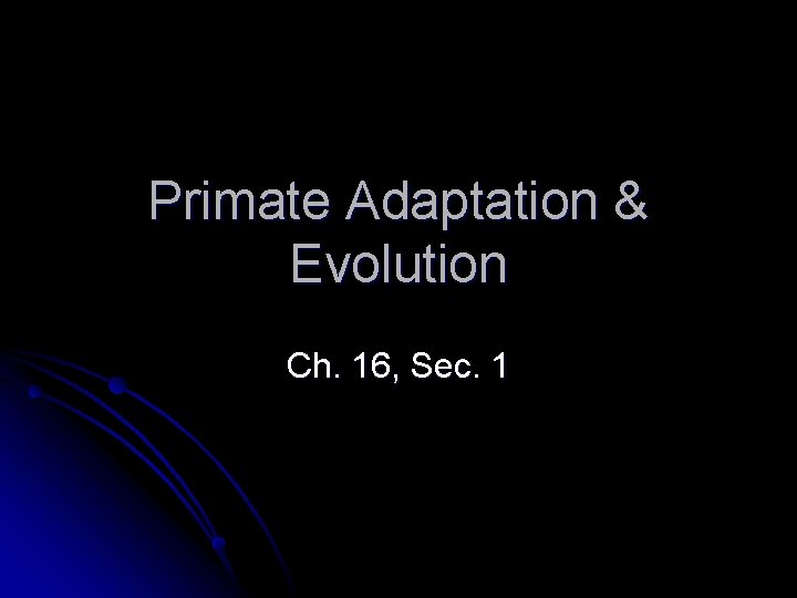 Primate Adaptation & Evolution Ch. 16, Sec. 1 