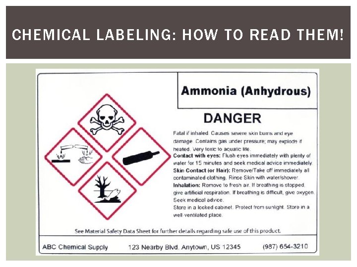 CHEMICAL LABELING: HOW TO READ THEM! 