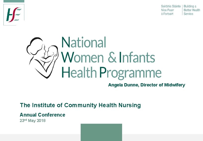 Angela Dunne, Director of Midwifery The Institute of Community Health Nursing Annual Conference 23