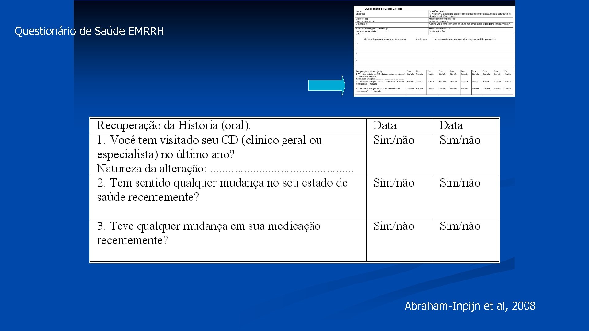 Questionário de Saúde EMRRH Abraham-Inpijn et al, 2008 