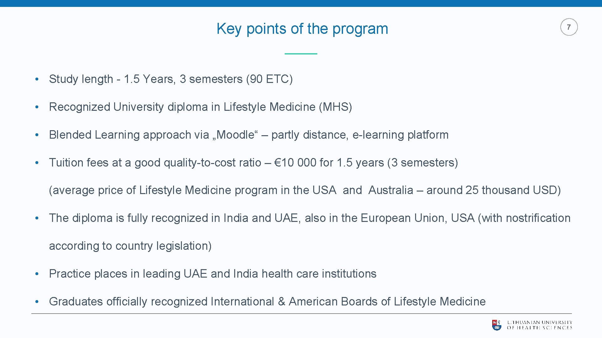 Key points of the program 7 • Study length - 1. 5 Years, 3 Key points of the program 7 • Study length - 1. 5 Years, 3