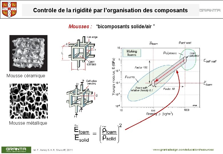 Contrôle de la rigidité par l’organisation des composants Mousses : “bicomposants solide/air ” Mousse