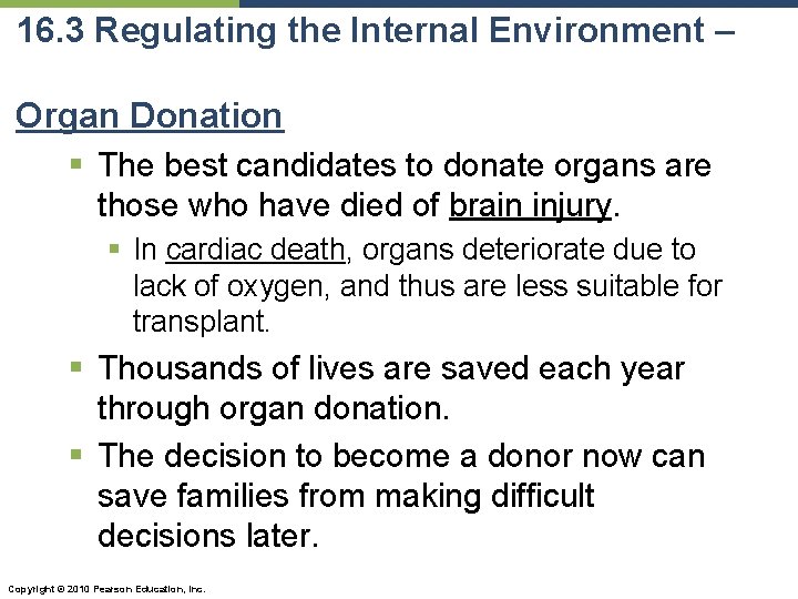 16. 3 Regulating the Internal Environment – Organ Donation § The best candidates to