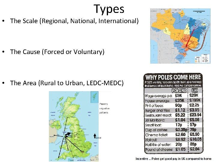 Types • The Scale (Regional, National, International) • The Cause (Forced or Voluntary) •