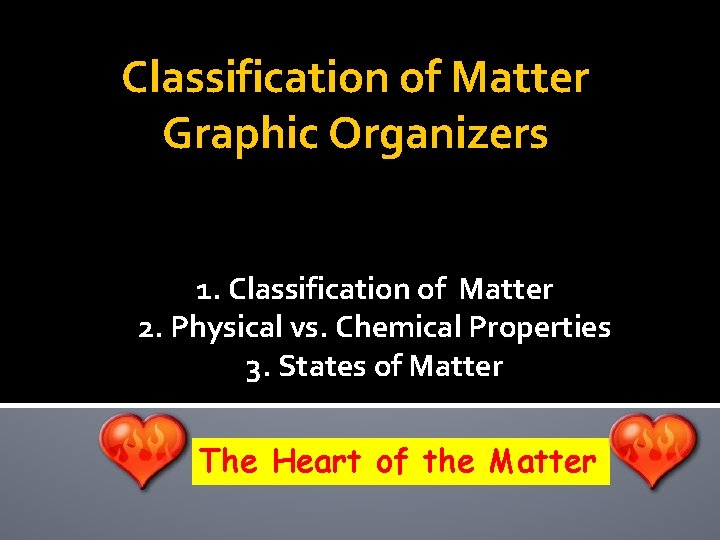 Classification of Matter Graphic Organizers 1. Classification of Matter 2. Physical vs. Chemical Properties