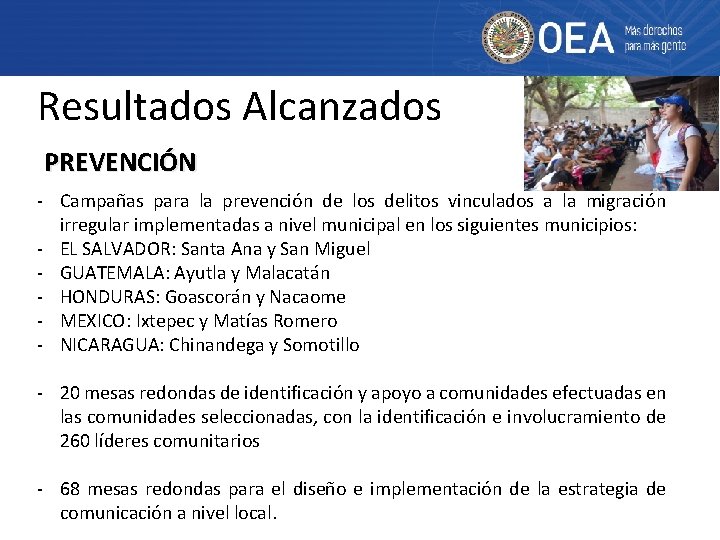 Resultados Alcanzados PREVENCIÓN - Campañas para la prevención de los delitos vinculados a la