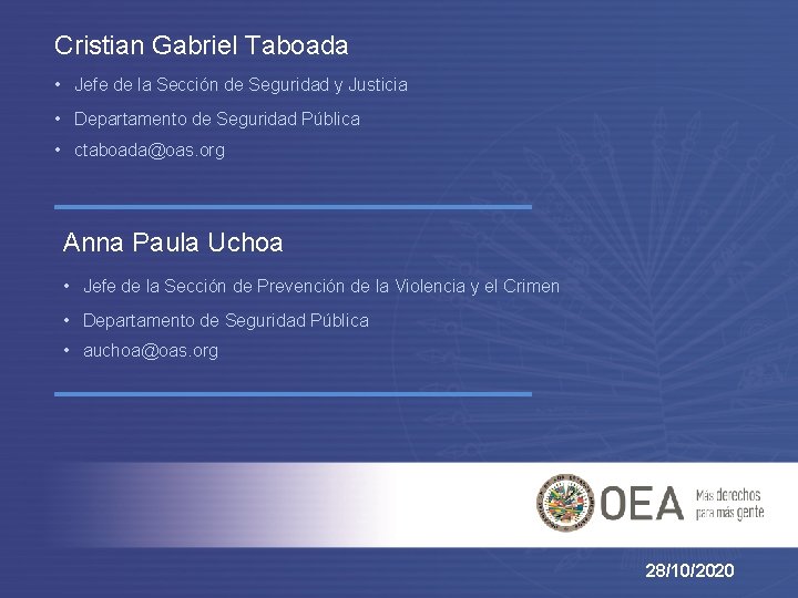Cristian Gabriel Taboada • Jefe de la Sección de Seguridad y Justicia • Departamento
