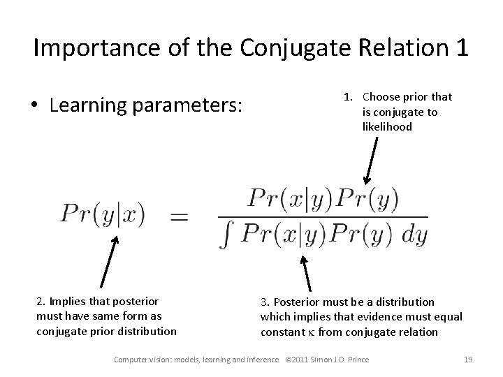 Importance of the Conjugate Relation 1 • Learning parameters: 2. Implies that posterior must