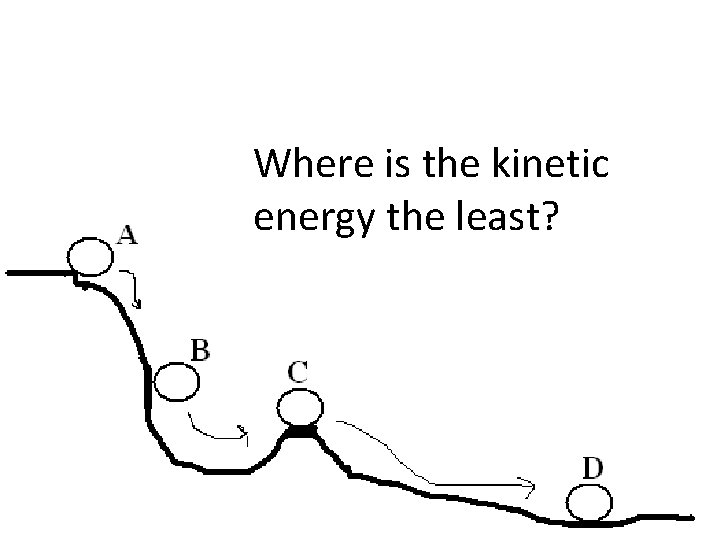 Where is the kinetic energy the least? 