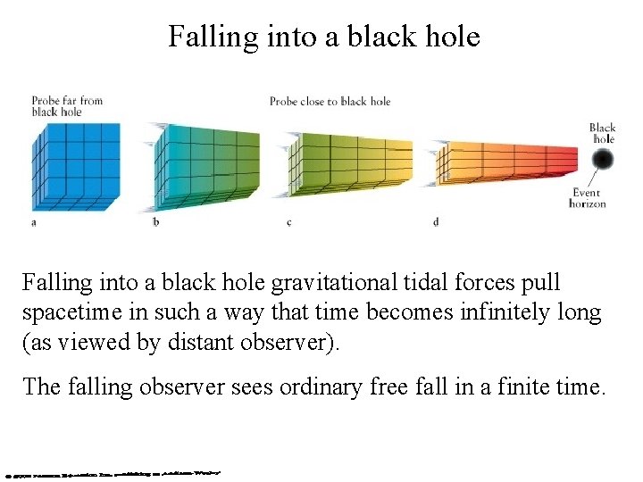 Falling into a black hole gravitational tidal forces pull spacetime in such a way