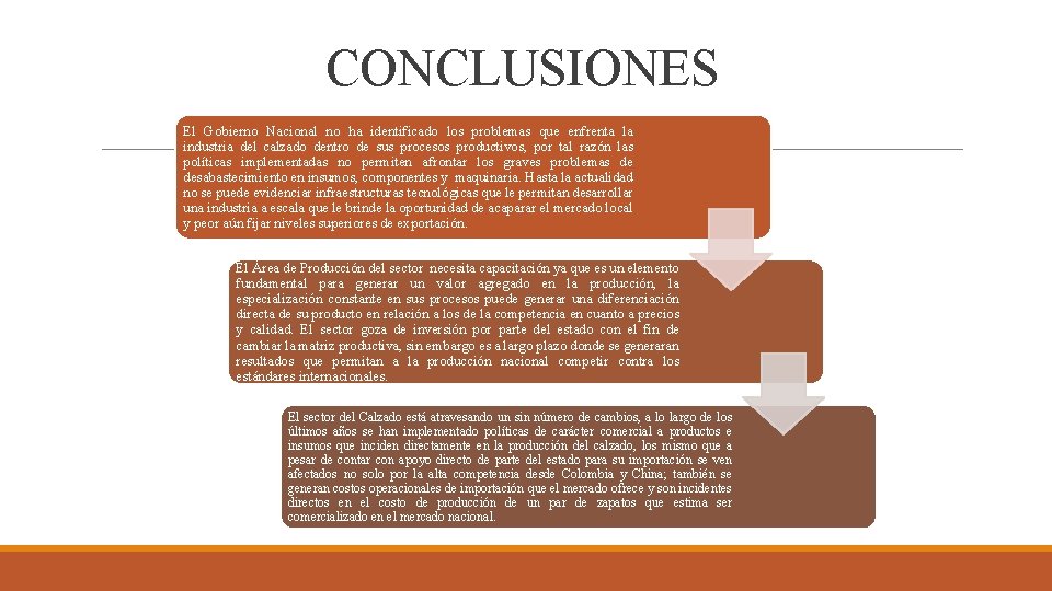 CONCLUSIONES El Gobierno Nacional no ha identificado los problemas que enfrenta la industria del