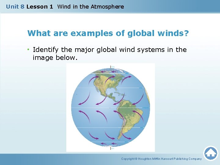 Unit 8 Lesson 1 Wind in the Atmosphere What are examples of global winds?