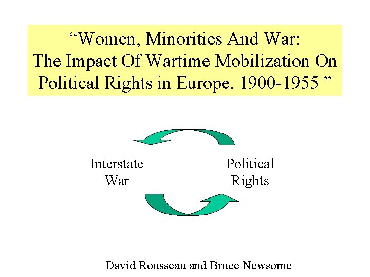 “Women, Minorities And War: The Impact Of Wartime Mobilization On Political Rights in Europe,