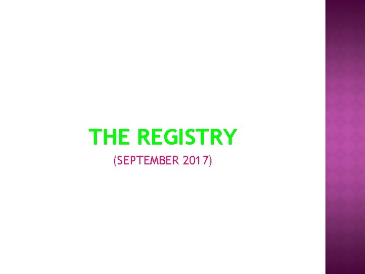 THE REGISTRY (SEPTEMBER 2017) 