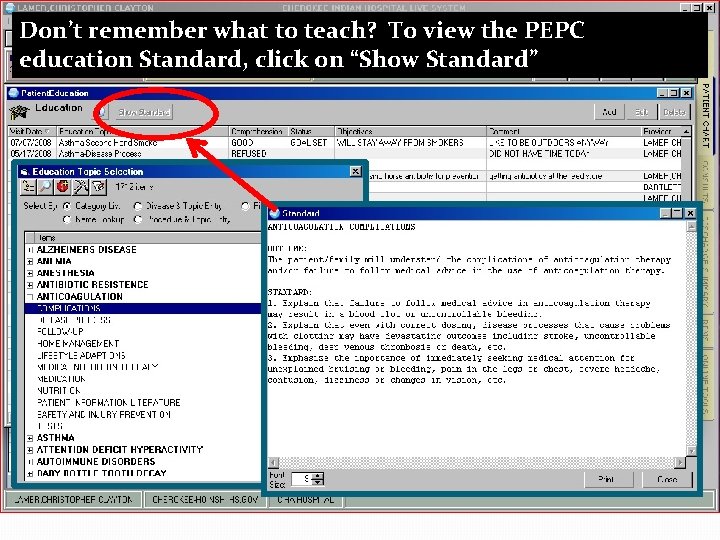 Don’t remember what to teach? To view the PEPC education Standard, click on “Show