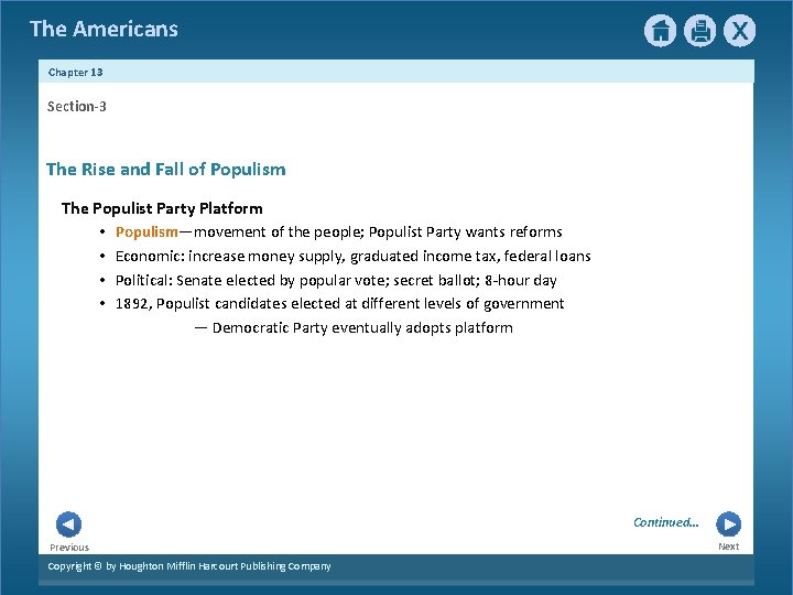 The Americans Chapter 13 Section-3 The Rise and Fall of Populism The Populist Party The Americans Chapter 13 Section-3 The Rise and Fall of Populism The Populist Party