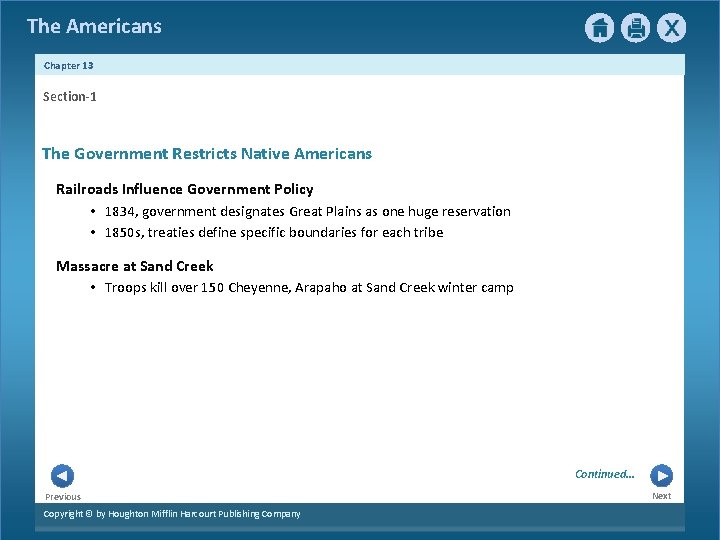 The Americans Chapter 13 Section-1 The Government Restricts Native Americans Railroads Influence Government Policy The Americans Chapter 13 Section-1 The Government Restricts Native Americans Railroads Influence Government Policy