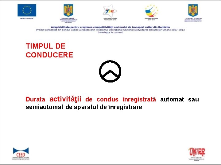 TIMPUL DE CONDUCERE Durata activităţii de condus înregistrată automat sau semiautomat de aparatul de