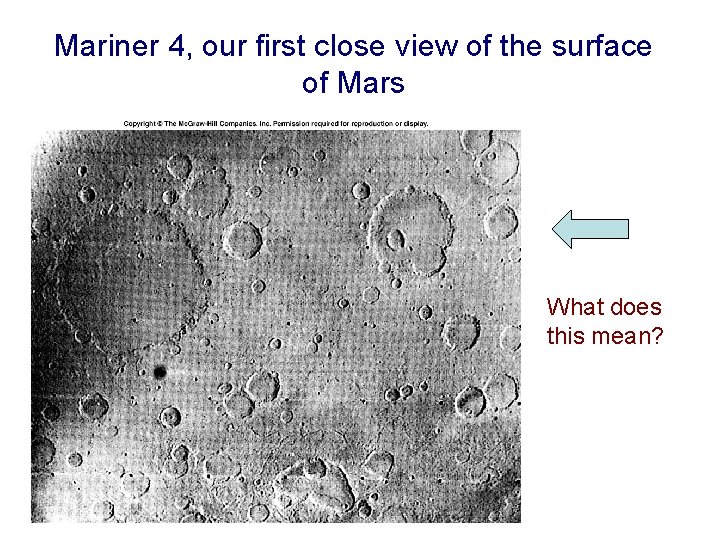 Mariner 4, our first close view of the surface of Mars What does this