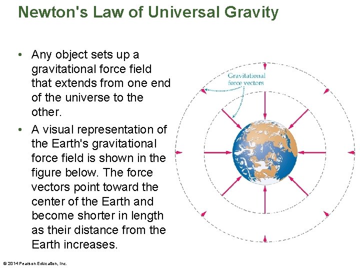 Newton's Law of Universal Gravity • Any object sets up a gravitational force field