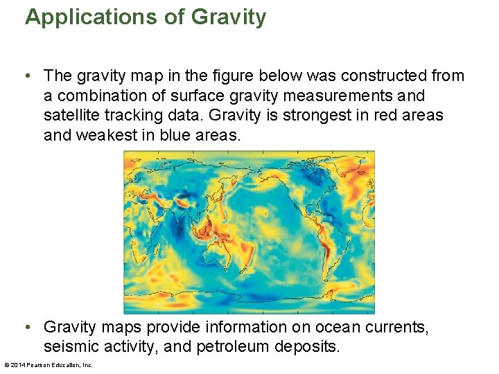 Applications of Gravity • The gravity map in the figure below was constructed from