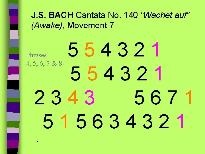 J. S. BACH Cantata No. 140 “Wachet auf” (Awake), Movement 7 554321 2343 5671