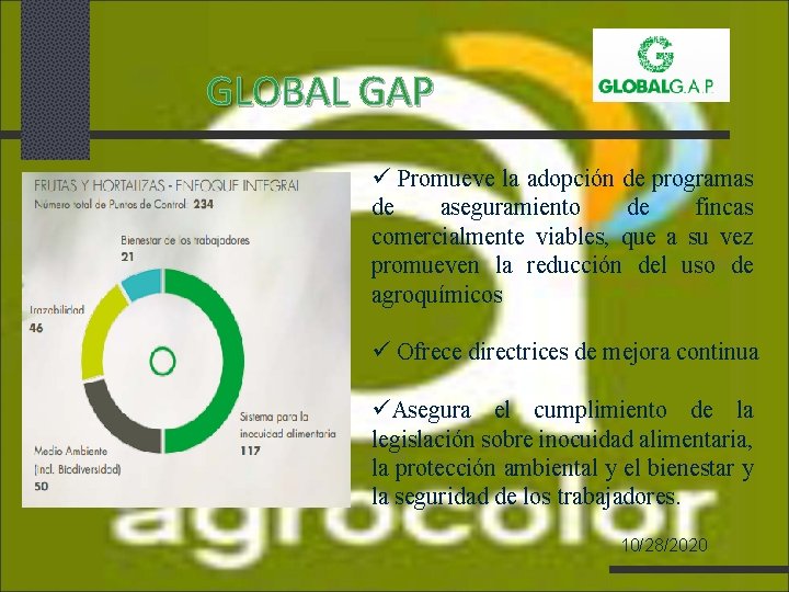 GLOBAL GAP Promueve la adopción de programas de aseguramiento de fincas comercialmente viables, que