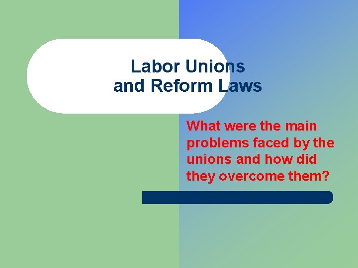 Labor Unions and Reform Laws What were the main problems faced by the unions