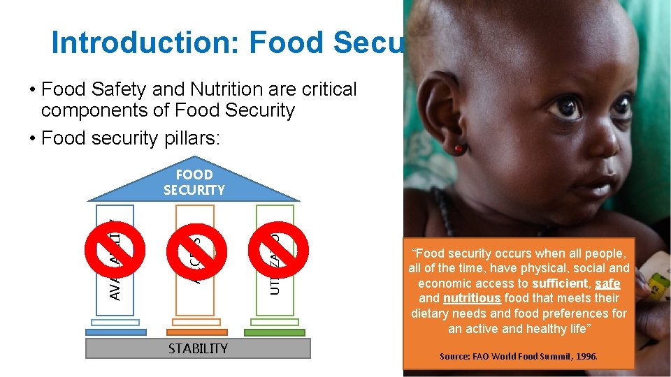 Introduction: Food Security • Food Safety and Nutrition are critical components of Food Security